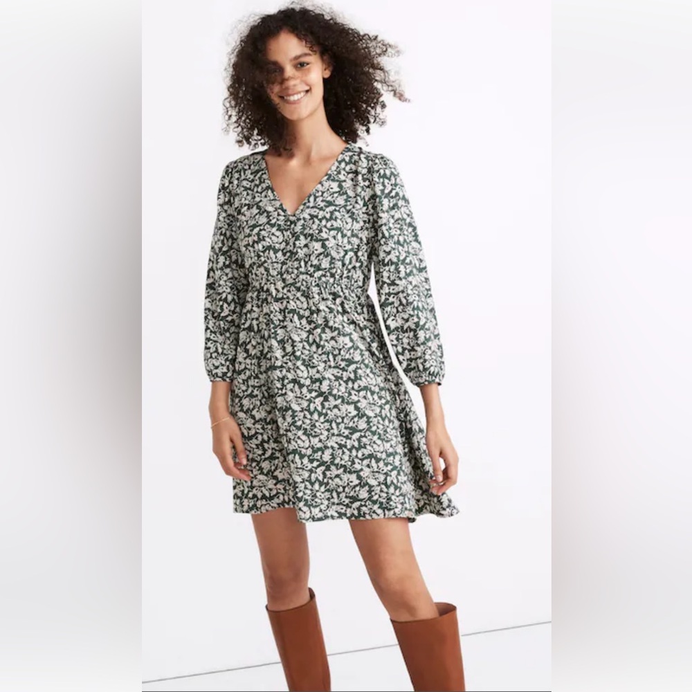 Madewell Dress Women M Button Up Floral long sleeve Mini